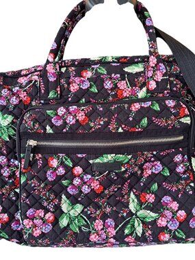 Vera Bradley Iconic Weekender Travel Bag Winter Berry Pattern Quilted Adjustable